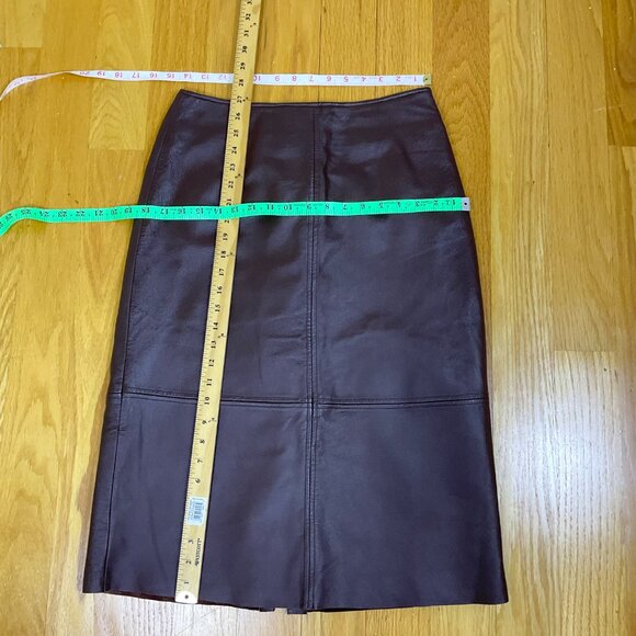 Clio Skirt Leather Midi Chocolate Brown Pencil Y2K (8) - Picture 8 of 8